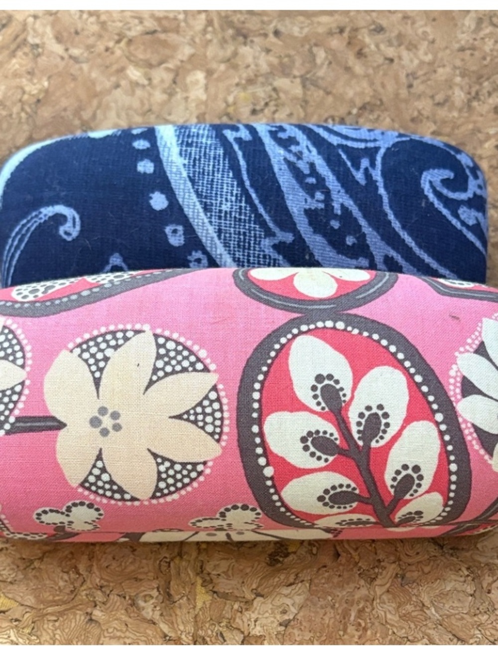Vera Bradley Pink Floral and Navy Paisley Eyeglass Case Duo